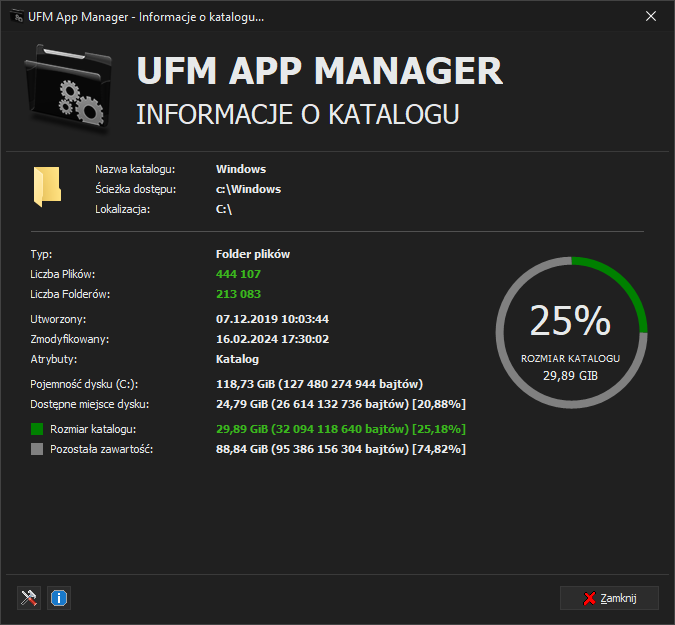 UFM App Manager - Tryb Informacji o Katalogu